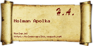 Holman Apolka névjegykártya